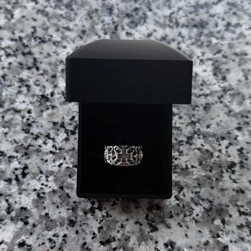 Silver Chrome Steel Y2k‎ Goth West Cross Ring Brand New